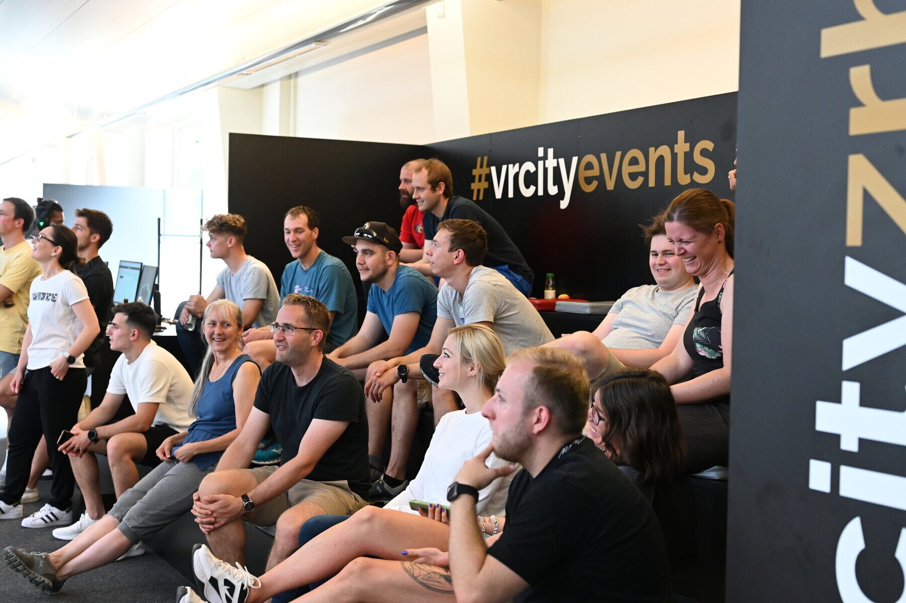 Colleagues enjoying a team event at VR City