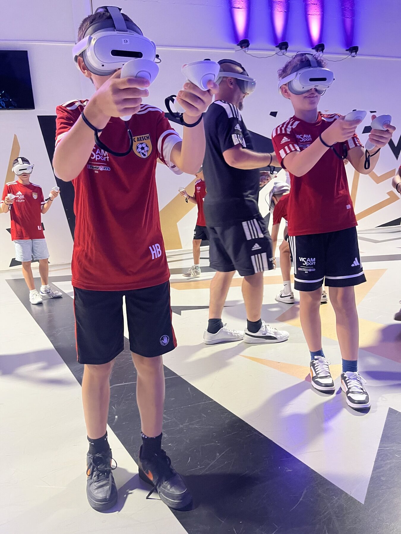 Children playing together at a VR City birthday party